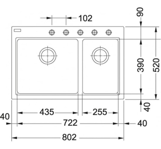 Кухонная мойка Franke Fiji FIG 620-80 (114.0618.381) гранитная - врезная - цвет Оникс