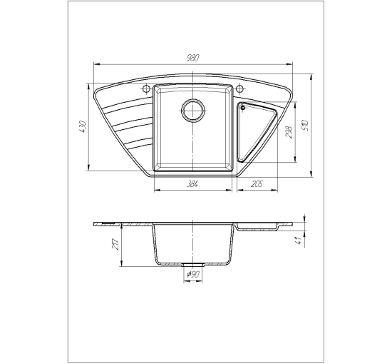 Кухонна мийка Romzha Jorum 98B Grafit (201)