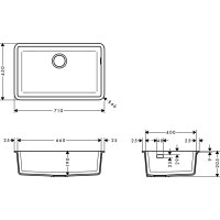 Кухонна мийка Hansgrohe S510-U660 під стільницю 710х450 Graphiteblack (43432170)