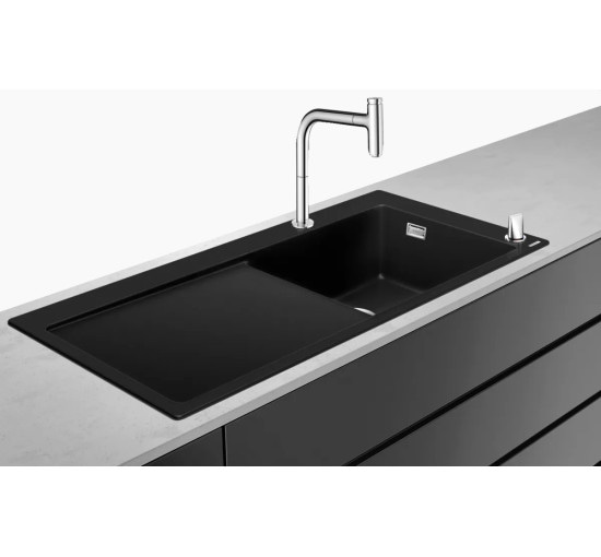 Кухонна мийка Hansgrohe C51-F450-08 Сombi 1050x510 полиця праворуч, зі змішувачемSelect. Chrome (43219000)