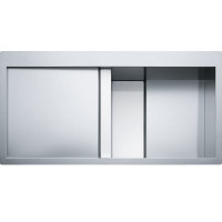Кухонная мойка Franke Crystal Line CLV 214 (127.0306.413) полированная - монтаж врезной или в уровень со столешницей - нержавеющая сталь / Белое стекло крыло слева