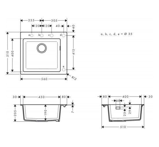 Кухонная мойка Hansgrohe S510-F450 560х510 Graphiteblack (43312170)