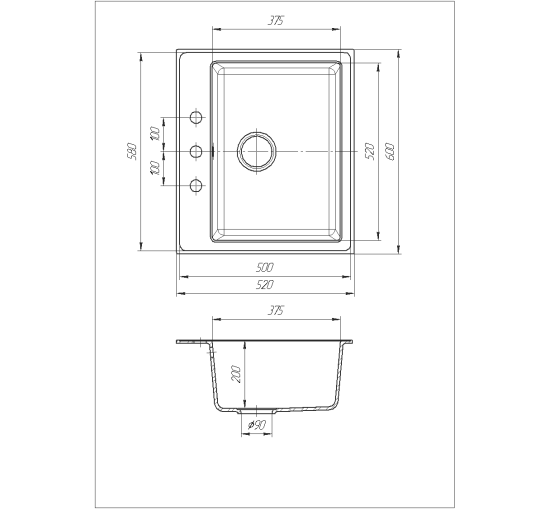 Кухонная мойка Romzha Patrat Gri (802)