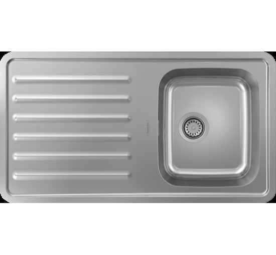 Кухонна мийка Hansgrohe S4111-F340 на стільницю 915х505 з сифоном (43340800) Stainless Steel