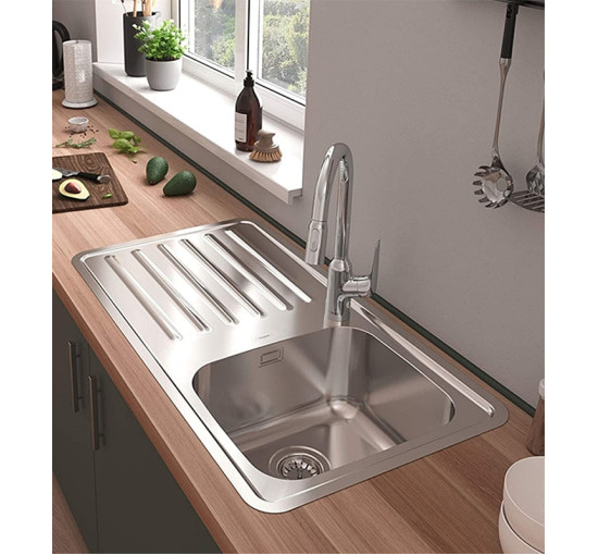 Кухонна мийка Hansgrohe S4111-F340 на стільницю 915х505 з сифоном (43340800) Stainless Steel