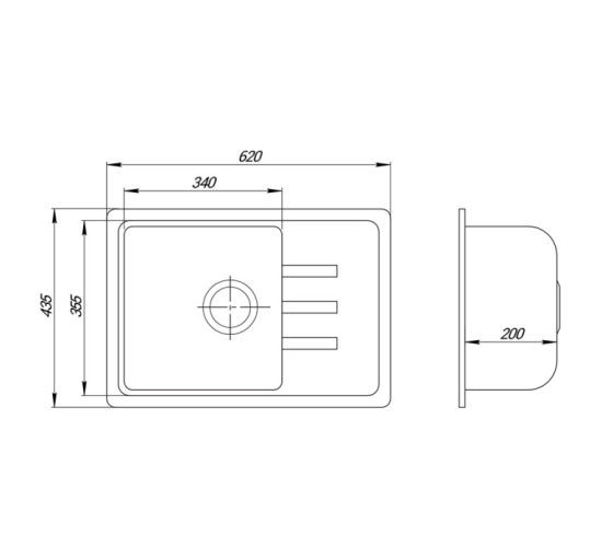 Кухонная мойка Lidz 620x435/200 STO-10 (LIDZSTO10620435200)