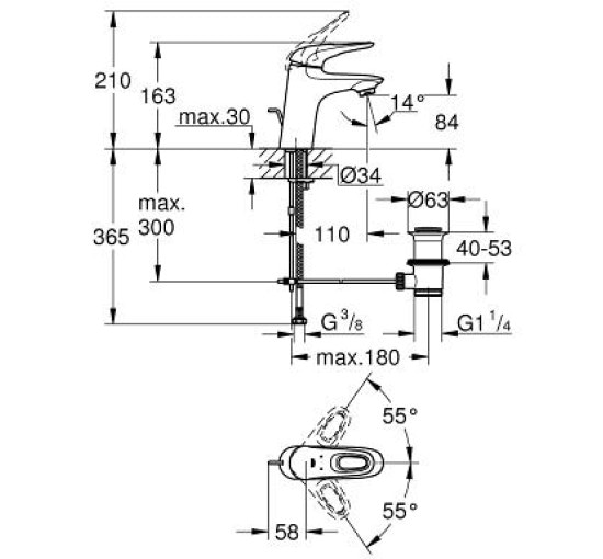 Змішувач для раковини Grohe Eurostyle хром (33558003)