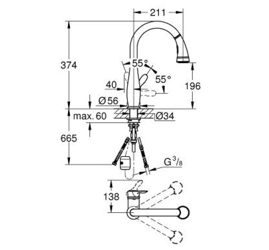 Смеситель кухонный Grohe Parkfield (30215000)