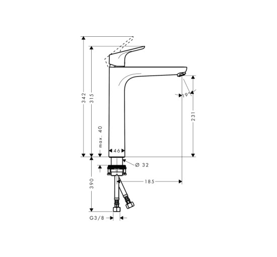 Змішувач Hansgrohe Focus E 230 для умивальника без донного клапана (31532000)