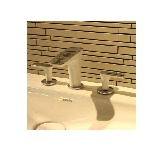 Змішувач Hansgrohe PuraVida 100 для раковини на 3 отвори хромований білий (15073400)