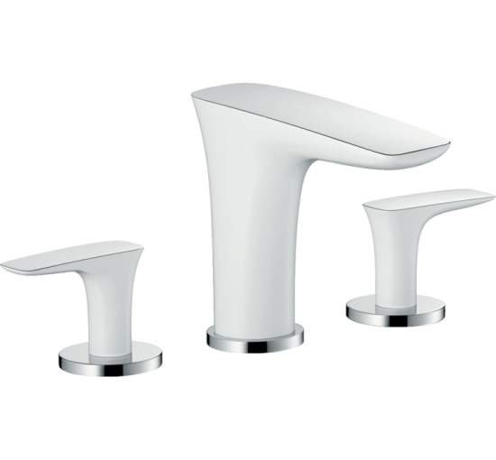 Змішувач Hansgrohe PuraVida 100 для раковини на 3 отвори хромований білий (15073400)