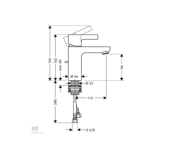 Смеситель Hansgrohe Metris S для умывальника (31060000)