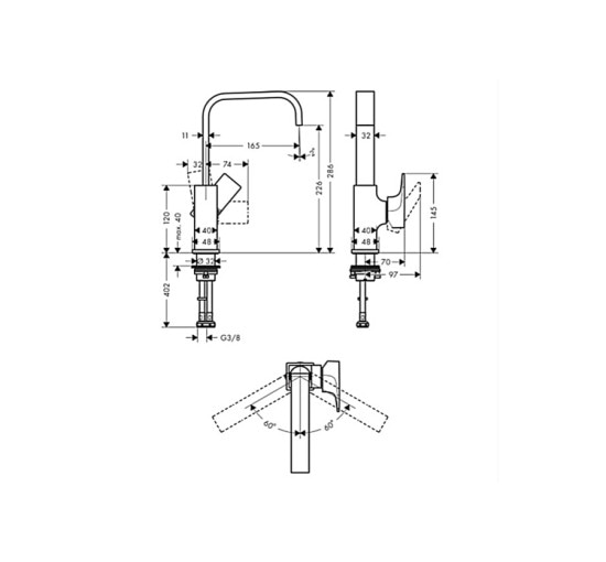 Смеситель Hansgrohe Metropol 230 для умывальника хромированный (32511000)