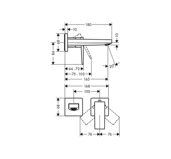 Смеситель Hansgrohe Metropol для раковины со стены 165 мм хромированный (32525000)