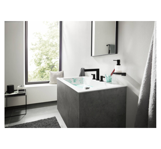 Смеситель Hansgrohe Finoris 110 для умывальника на 3 отверстия с донным клапаном push-open. Matt Black (76033670)