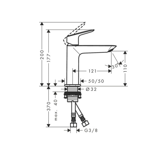 Змішувач Hansgrohe Logis 110 Fine для умивальника з донним клапаном push-open Chrome (71252000)