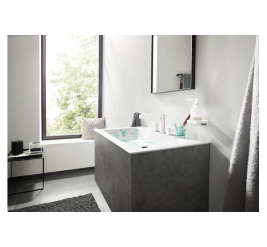 Змішувач Hansgrohe Finoris 110 для умивальника на 3 отвори з донним клапаном push-open. Matt Black (76033670)