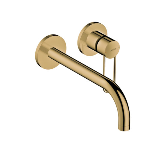 Змішувач Axor Uno для раковини зі стіни Loop вилив 225 мм , Polished Gold Optic 38122990