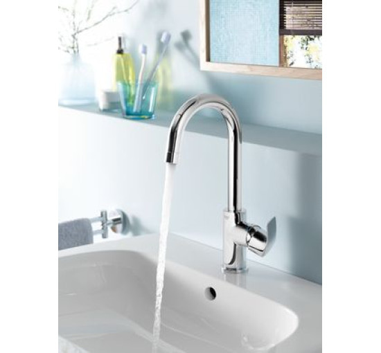 Смеситель для умывальника однорычажный GROHE BauCurve хром латунь с донным клапаном 23090000