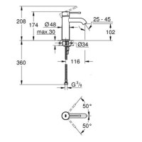 Змішувач для умивальника одноважільний GROHE Essence чорний латунь 24172KF1