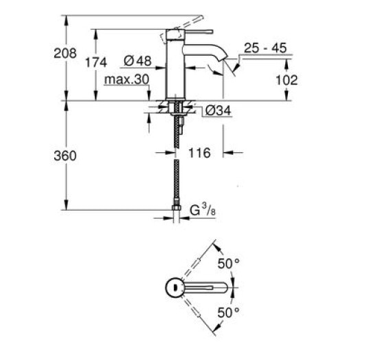 Смеситель для умывальника однорычажный GROHE Essence черный латунь 24172KF1