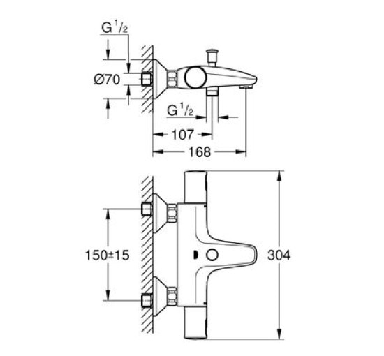 Змішувач для ванної із термостатом GROHE QuickFix Precision Start чорний латунь 345982430