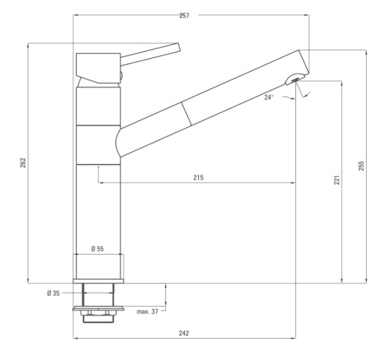 Змішувач для мийки Deante Aster з висувним носиком (BCA 071M)