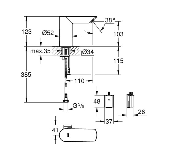 Змішувач для раковини безконтактний Grohe BauCosmopolitan E 36451000