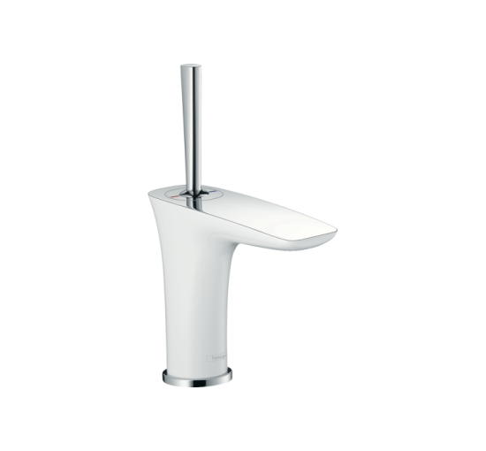 Смеситель Hansgrohe PuraVida 100 мм для умывальника хромированный-белый (15075400)