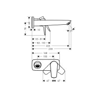 Смеситель Hansgrohe Talis E для раковины со стены скрытого монтажа, 225 мм / Matt Black (71734670)