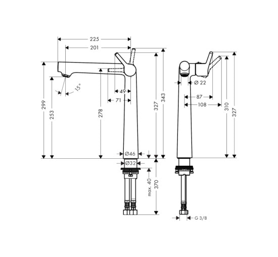 Смеситель Hansgrohe Talis S 250 для умывальника без донного клапана (72116000)