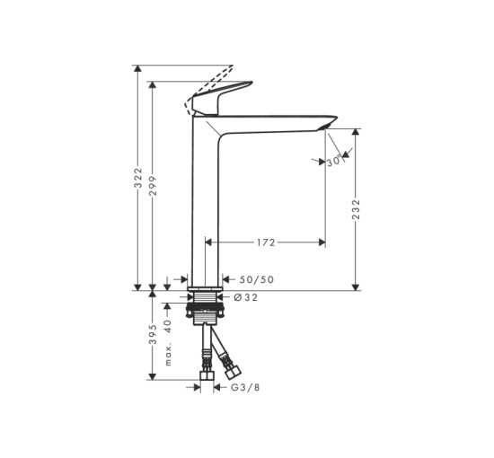 Смеситель Hansgrohe Logis 240 Fine для умывальника без донного клапана Chrome (71258000)