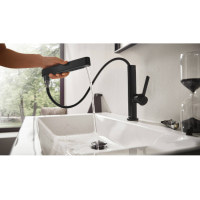Змішувач Hansgrohe Finoris 230 для умивальника з поворотним висувним носиком 2JET і донним клапаном push-open Matt Black (76063670)