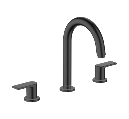 Смеситель Hansgrohe Vernis Shape для умывальника на 3 отверстия с донным клапаном pop-up Matt Black (71563670)