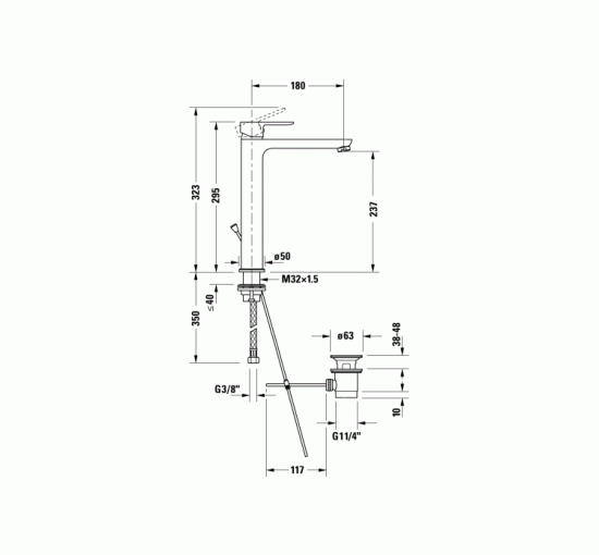 Змішувач Duravit A.1 XL для умивальника (A11040001010) Chrome