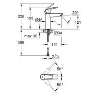 Смеситель для умывальника однорычажный GROHE Eurosmart хром латунь 23324003