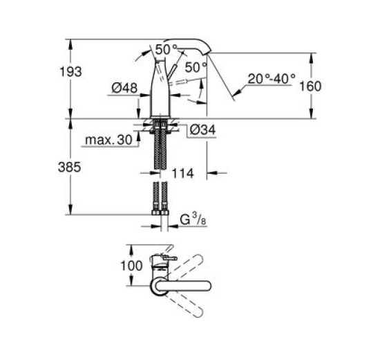 Смеситель для умывальника однорычажный GROHE Essence черный латунь 24176KF1