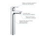 Смеситель для умывальника с высоким изливом GROHE StartEdge хром латунь с донным клапаном 23777001