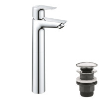 Змішувач для умивальника із високим виливом GROHE StartEdge хром латунь з донним клапаном 23777001