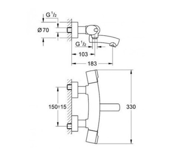 Кран в ванну с термостатом GROHE TENSO 34026000 хром латунь 34026000