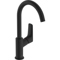 Змішувач hansgrohe Logis для раковини з поворотним виливом без зливного набору, чорний матовий 71131670