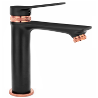 Смеситель для раковины (умывальник) REA VIRAL BLACK ROSE GOLD низкий