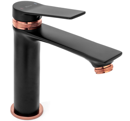 Смеситель для раковины (умывальник) REA VIRAL BLACK ROSE GOLD низкий