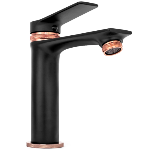 Смеситель для раковины (умывальник) REA VIRAL BLACK ROSE GOLD низкий
