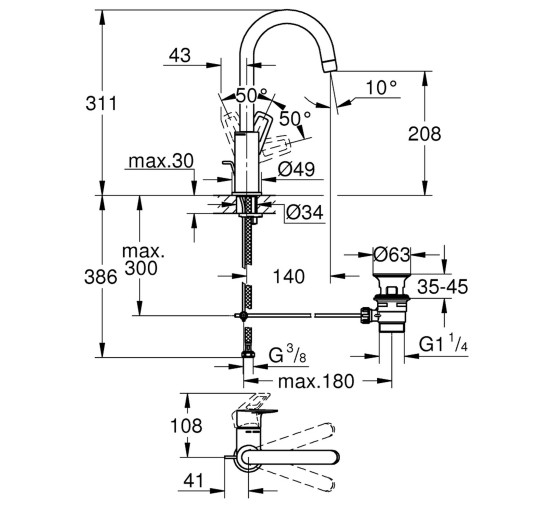 Змішувач для раковини Grohe BauLoop New L-Size 23762001