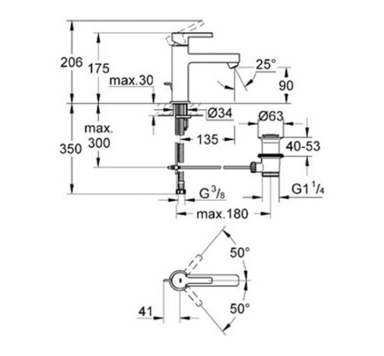 змішувач для раковини Grohe Lineare (23443000)