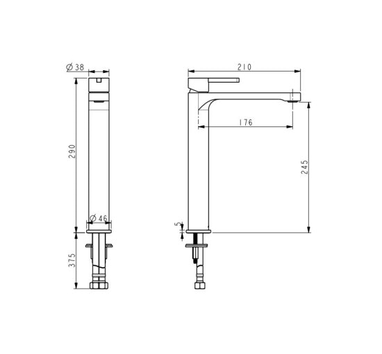 Змішувач для раковини DEVIT 84X11110B LAGUNA чорний матовий