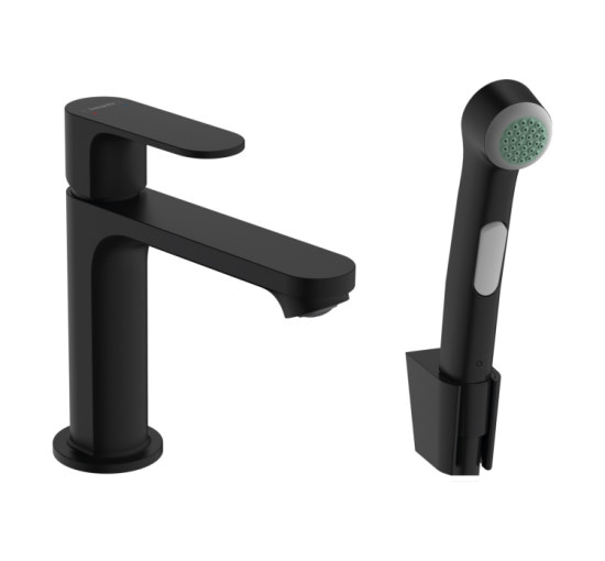 Смеситель Hansgrohe Rebris S 110 для умывальника с гигиенической воронкой. Matt Black (72215670)