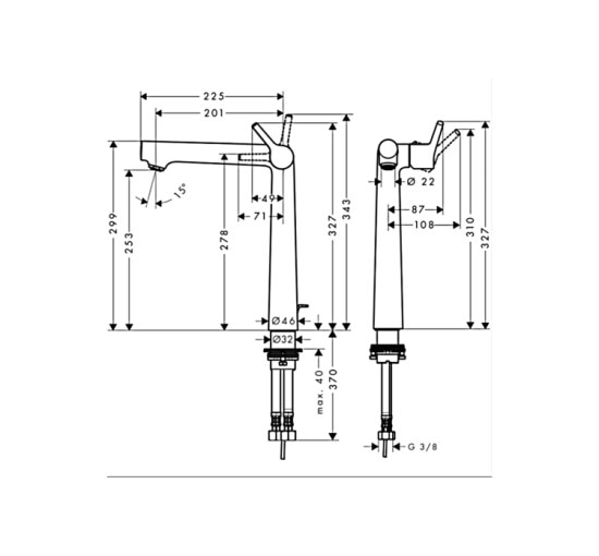 Змішувач Hansgrohe Talis S 250 для умивальника з донним клапаном (72115000)