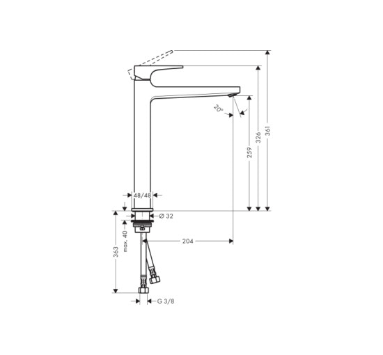 Смеситель Hansgrohe Metropol 260 для умывальника Matt Black (32512670)
